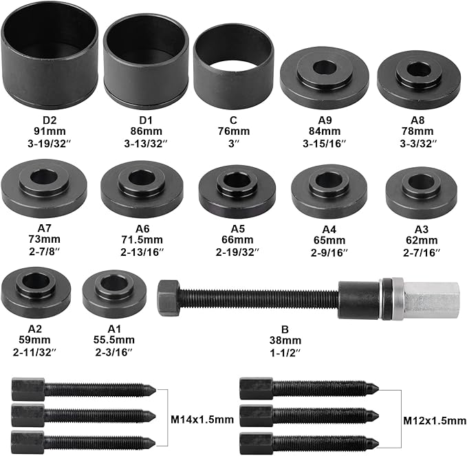 DAYUAN 19pcs Front Wheel Drive Bearing Removal Installation Service Tool Kit FWD Bearing Install Master Set Wheel Bearing Removal Kit