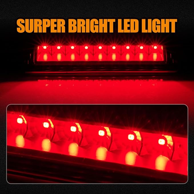 Third 3rd Brake Light LED for 2006-2014 Honda Ridgeline, High Mount Rear Brake Lights Assembly for 06-14 Ridgeline, Waterproof Center Cab Lamp Stop Light (Black)