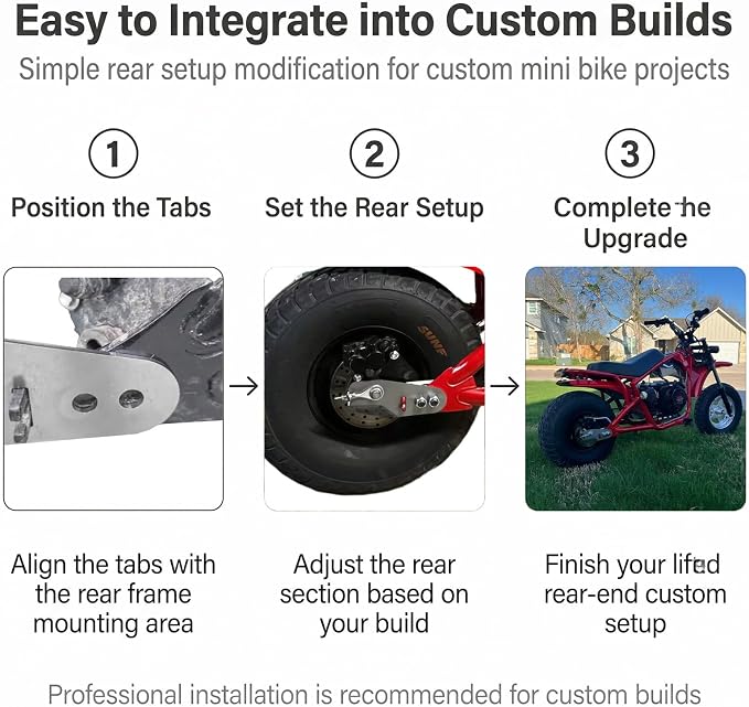 Mini Bike Bolt On Stretch Tab For Coleman B200R RB200 Realtree RT200 MEGA moto B212 MAX (1 inch lift/drop)