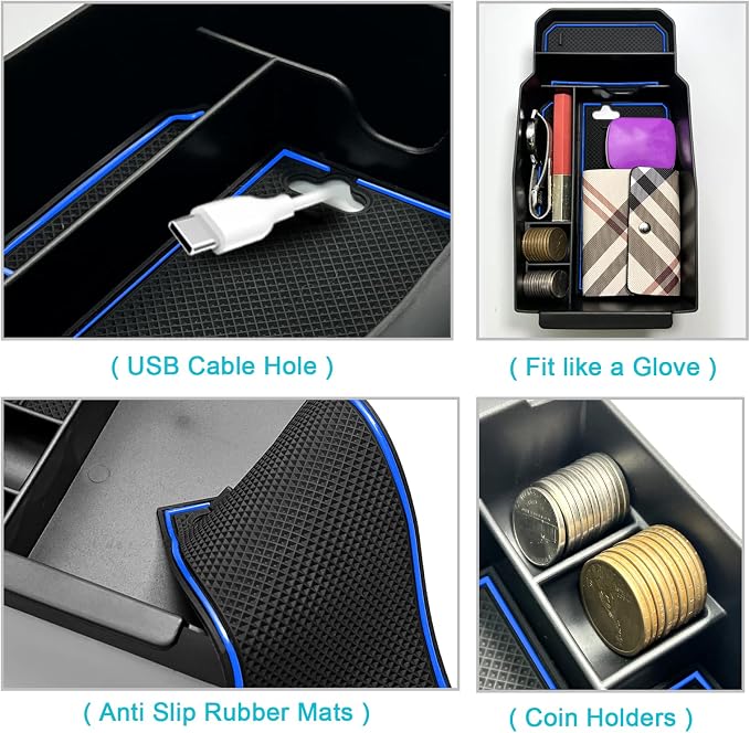 for 2023 2024 2025 2026 Mazda CX50 Middle Console Armrest Storage Box 2023-2026 CX50 Accessories (Blue)