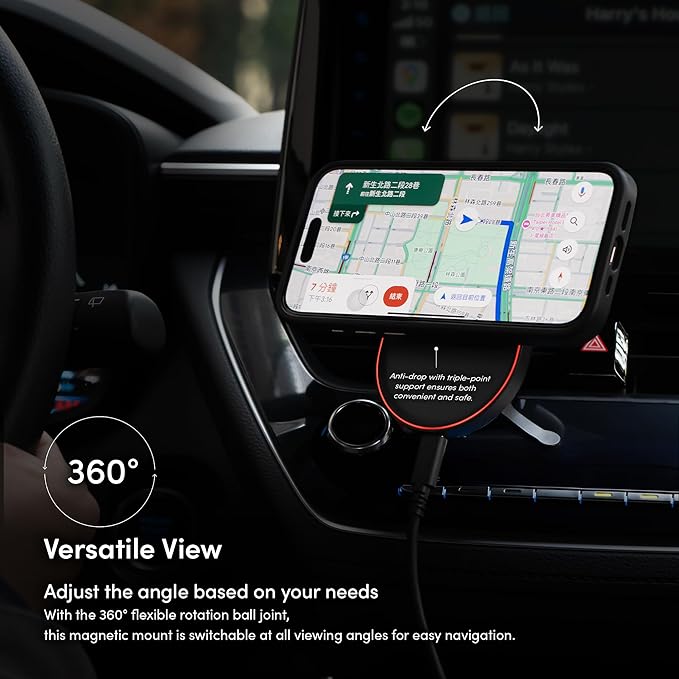 Moshi Qi2 Wireless Car Charger(15W) - Mist Black
