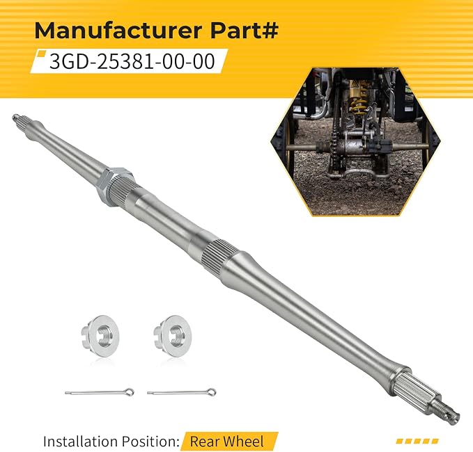 M MATI Rear Axle Shaft With Nuts for Yamaha B-anshee 350 YFZ350 Warrior 350 YFM350X 1987-2004 3GD-25381-00-00