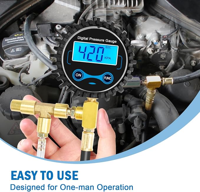Digital Fuel Injection Pressure Tester Kit - Fuel Pressure Gauge 0-300 PSI for Petrol Engine Fuel Pressure Test Kit Automotive Test Tool Kit