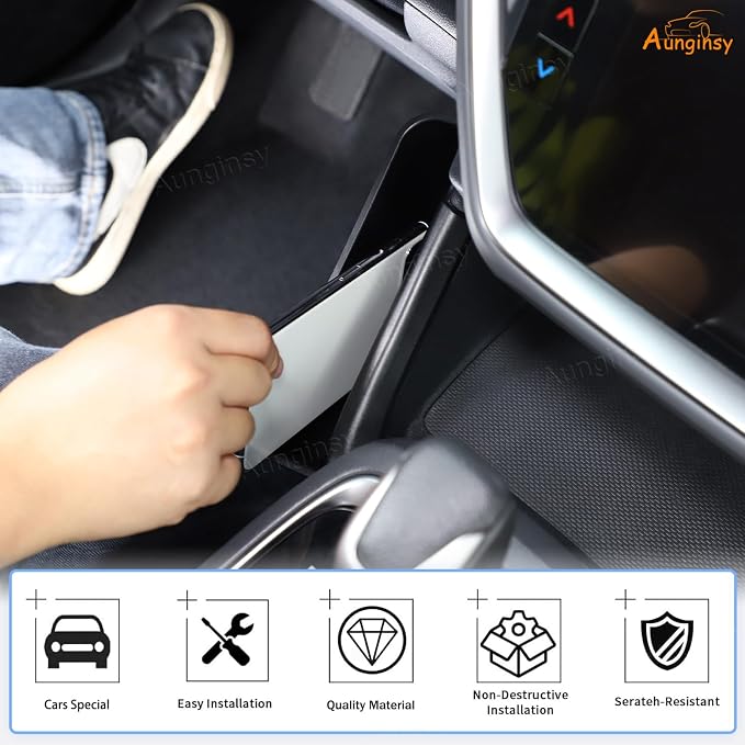 Aunginsy Central Control Left Side Gear Shift Storage Box Compatible with Subaru Crosstrek 2024 2025 Center Console Organizer Tray Side Gear Shift Armrest Box Hanging Storage Basket ABS Accessories