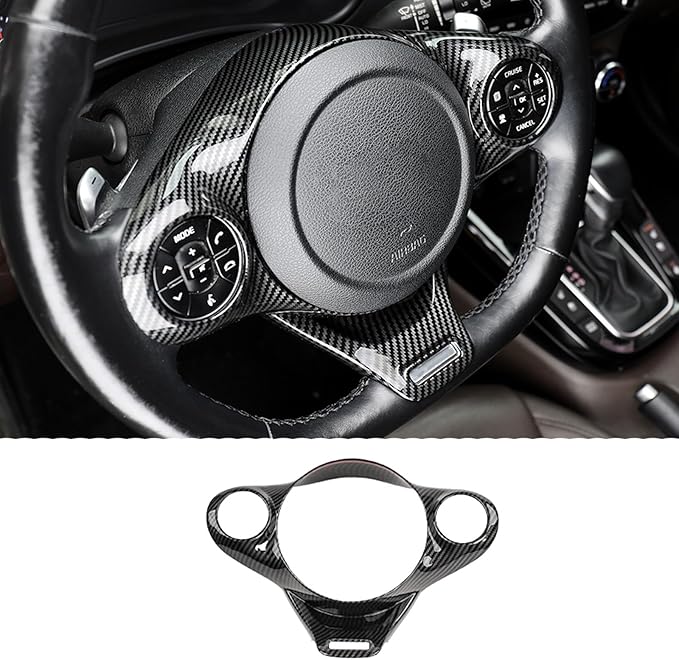 Car Steering Wheel Button Panel Protection Frame Trim - Molding Sticker for Interior Decoration, Compatible with Kia Soul 2020-2025 Accessories-Carbon Fiber Pattern