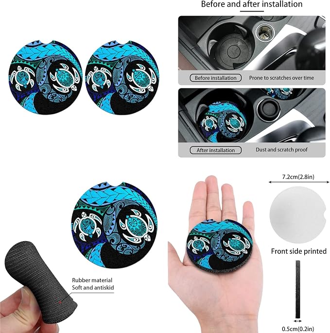 Hawaii Sea Turtle Print 13 PCS Car Seat Covers Full Set Tribal Turtle Arrow Swirl Zigzag Car Front Back Seat Cover Steering Wheel Cover Fit Auto SUV Trucks, Turquoise