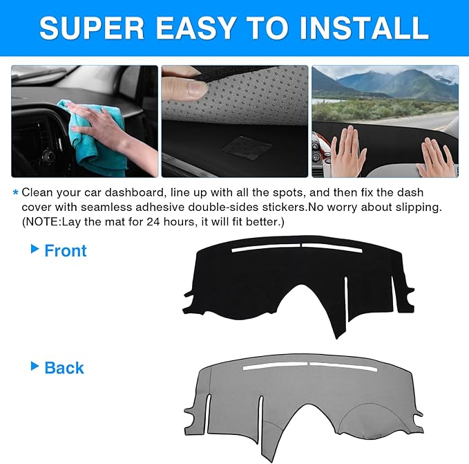 Autorder Dashboard Cover Mat for Toyota Sienna 2004-2010 Accessories Dash Cover Upgrade Flannel Dash Mat Sunshade Glare UV Rays Protector
