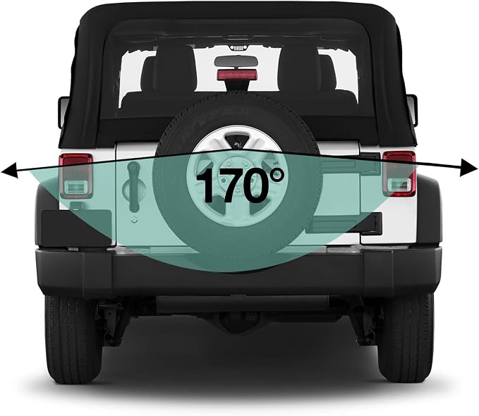 EchoMaster Jeep Wrangler JK Spare Tire Mount AHD Backup Camera for Aftermarket Radios, IP67 Waterproof for 4x4 Off-Road Driving, Selectable Reverse Parking Lines, Wide Viewing Angle, Easy Install
