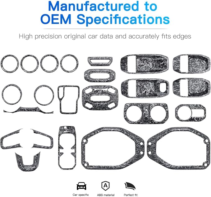 Barong for Jeep Wrangler JL JLU Gladiator JT 2018-2023 Accessories Interior Decoration Steering Wheel Gear Cup Holder Door Panel AC Air Vent Reading Light Cover 23PCS Full Set (Forging Pattern)