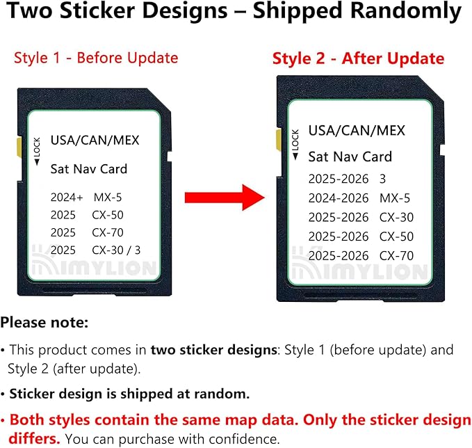 Upgraded Navigation SD Card - KR9D66EZ1B, GPS SD Map Card Compatible with 2025-2026 CX-50/3 / CX-30 / CX-70, 2024-2026 MX-5, USA/CAN/MEX Maps