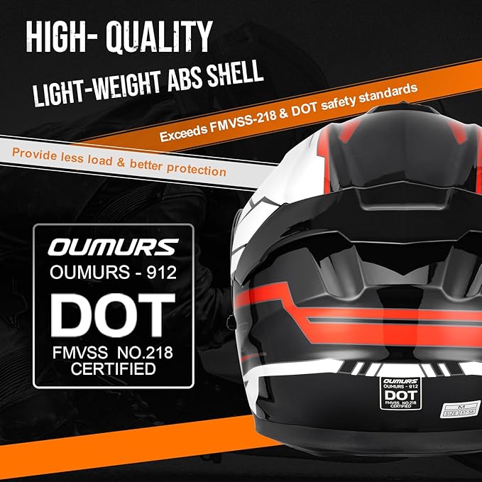 OUMURS Modular Motorcycle Helmets Full Face Flip up Street Bike Motorcycle Helmet for Unisex Adult Model 912
