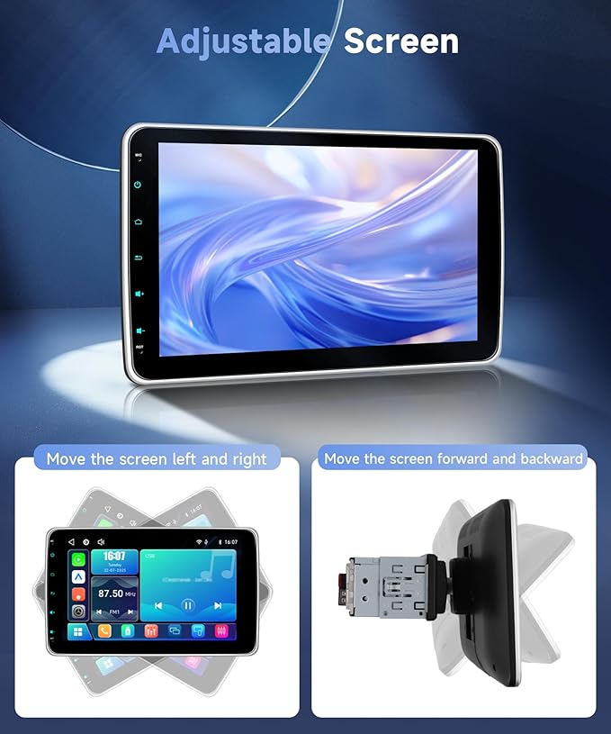 Single Din Car Stereo with Wireless A-pple Carplay Android Auto You-Tube, 10" IPS Touch Screen Car Radio 1 Din with Backup Camera Car Audio Receiver Support Mirror Link BT FM USB EQ SWC