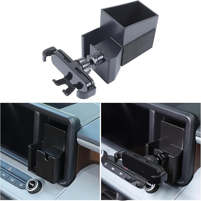 Aunginsy Car Hidden Screen Drawer Organizer with Phone Holder Compatible with Ford Maverick 2022-2024 Center Console Multimedia Display Right Side Panel Storage Box Truck Dash Cubby Insert Accessories