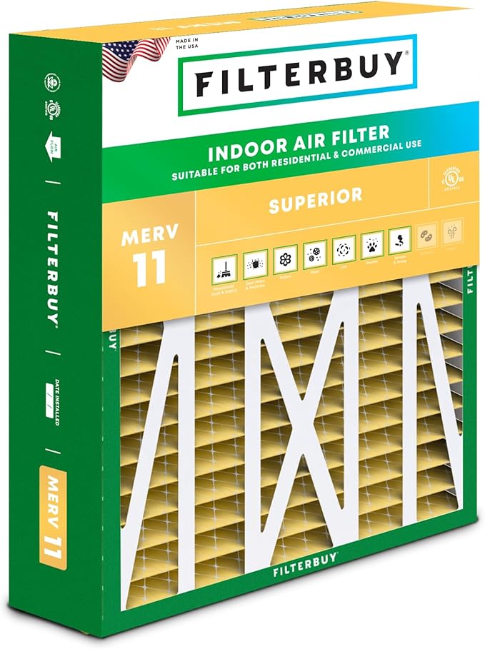 Filterbuy 17.5x21x5 Air Filter MERV 11 Superior Pet & Allergy Defense (1-Pack), Electrostatic Pleated HVAC AC Furnace Filters for Rheem, Ruud, and Protech (Actual Size: 17.13 x 20.63 x 4.38)