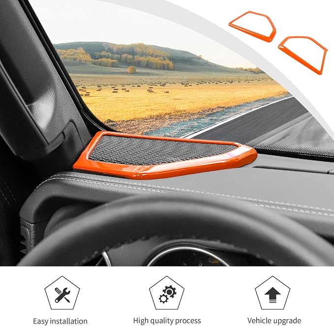 JWWY for Jeep JL Speaker Audio Trim Top & A Pillar Cover Trim for 2024-2025 Jeep Wrangler JL JLU & Gladiator JT Accessories ABS 4PCS Orange