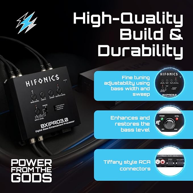 Hifonics BXIPRO3.0 Bass Enhancer, Digital Processor with Dash Mount Remote Control, Integration with Any Vehicle for Upgraded Subwoofer System, Black