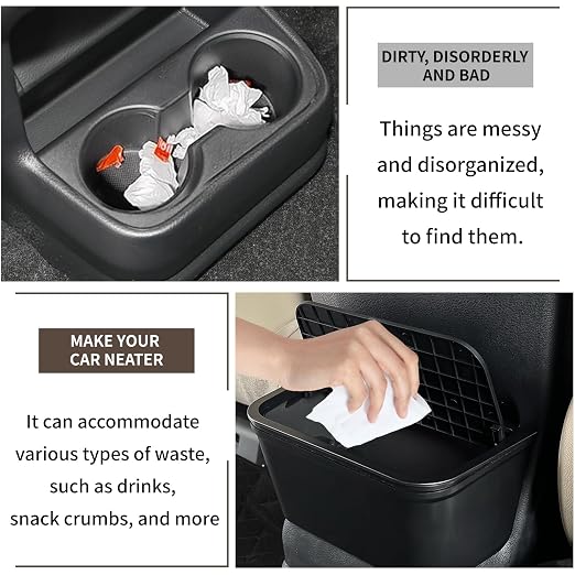 Car Upgraded Trash Can for Toyota Sienna 2024-2025, Trash Bin for Sienna with Lid, Garbage Can, Interior Accessories, Black Color, 1 PC (Trash Can for Sienna 21-25)