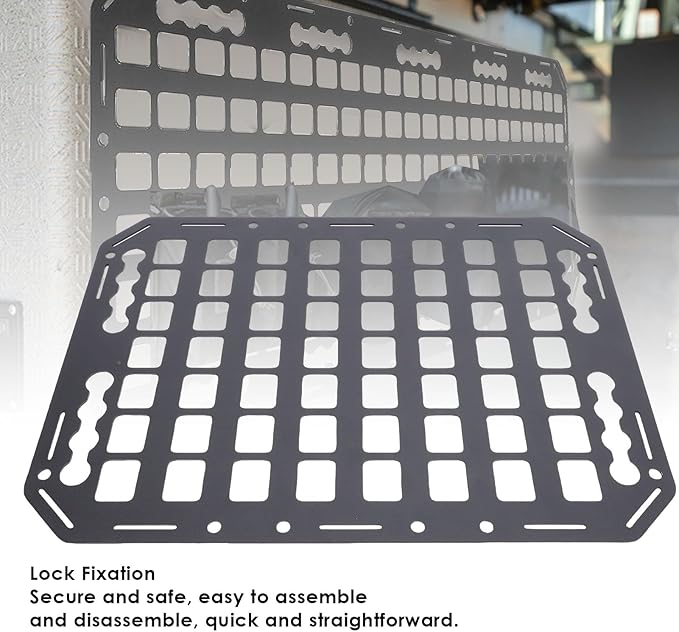 Molle Panel for Truck, 432 x 311 x 2mm Aluminum Side Bed Storage Panel Cargo Storage Organizer Tools Rack for Sedans SUVs Pickups RVs Trailers, Accessories