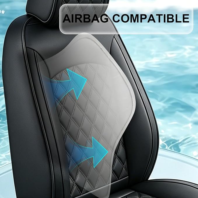 JAOGAUS for Chevy Silverado Front Seat Covers 2007-2026 Custom Fit | Only Bucket Seat Cover for GMC Sierra Nappa Leather Trucks Pickup Seat Covers Waterproof Airbag Compatible
