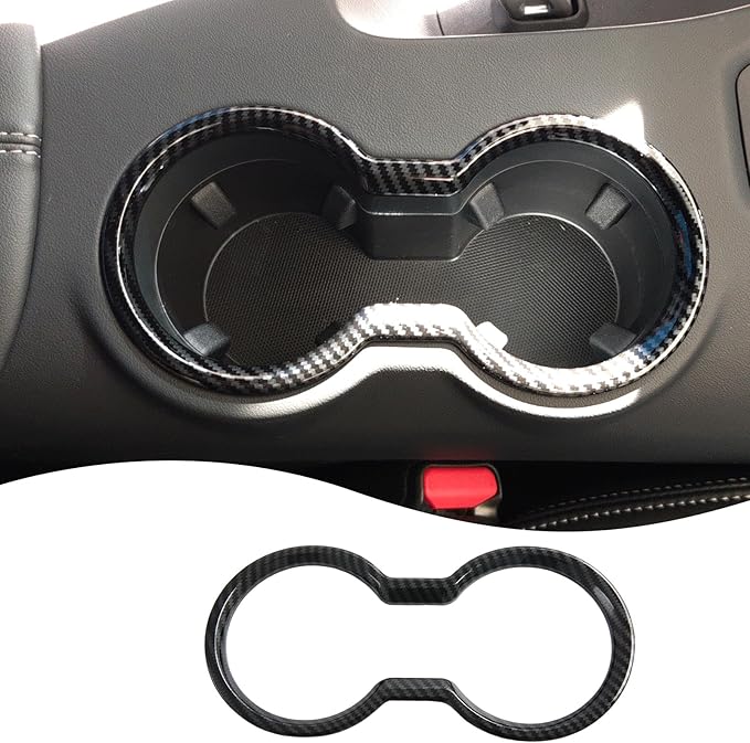 MUXEE Front Cup Holder Trim,for Ford Mustang 2024 2025 2026 - ABS Carbon Fiber Front Cup Holder Protective Panel Cover Sport Interior Trim Accessories