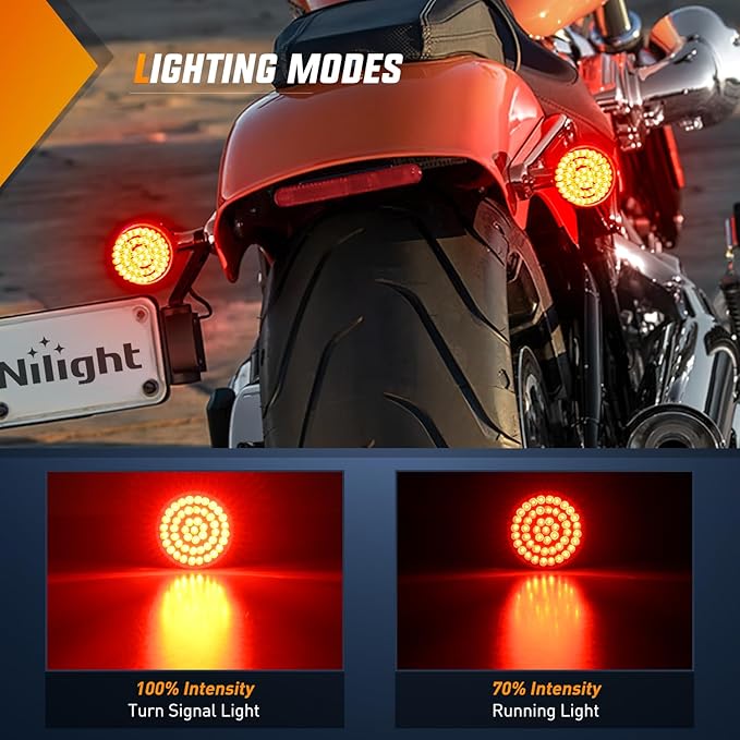 Nilight LED Turn Signal Rear Brake Running Lights 1157 Double Contacts Plug and Play for Harley Davidson Dyna Sportster Touring Street Glide Road King Iron 883