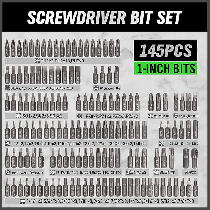 Bundled products-2 items: 50PCS 3/8" Drive Impact Socket Set & 232PCS Screwdriver Bit Set