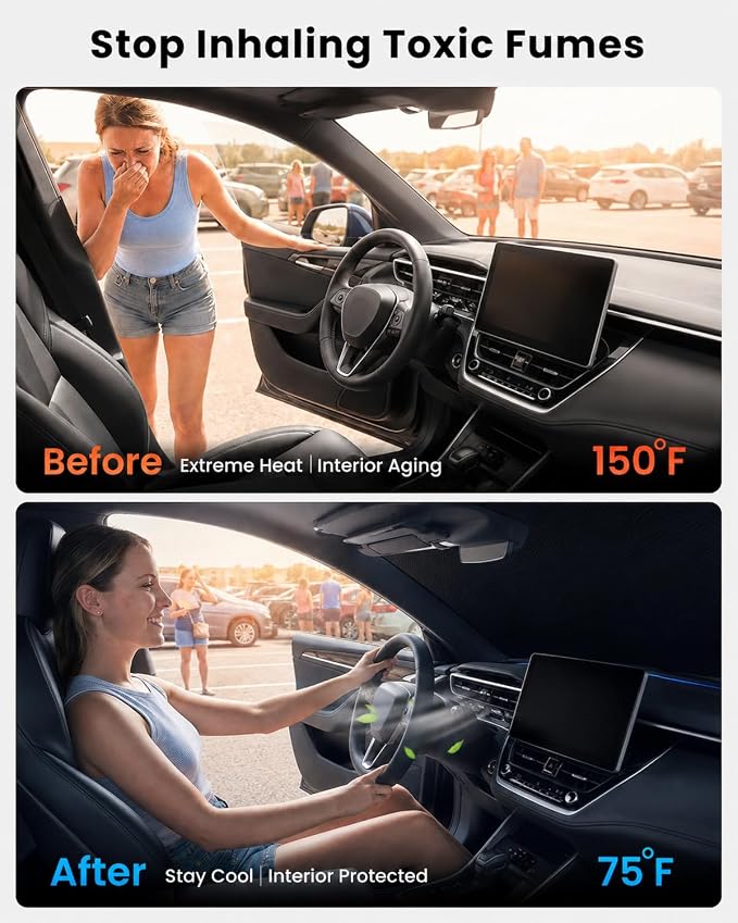 REEVAA 2026 3rd Pro Windshield Sunshade for 2019-2026 Toyota Corolla | Dual-Layer Heat & Sun Defense, OEM Design | Foldable Sun Shade Car Accessories with Storage Bag