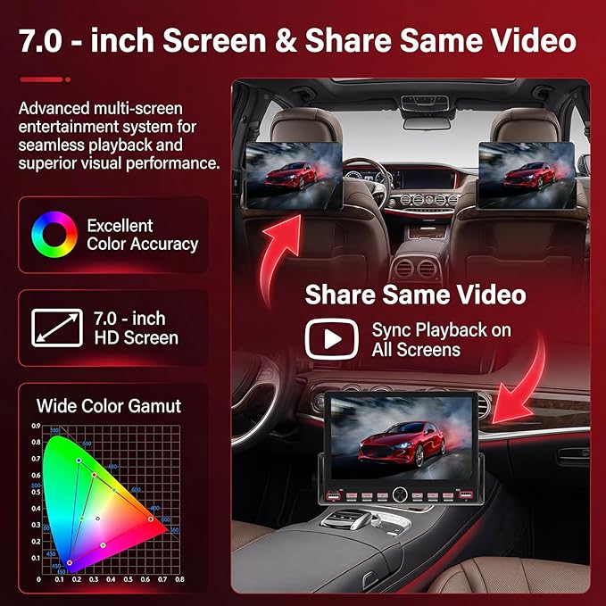 Single Din Car Radio with Bluetooth iOS/Android Mirror Link Share Same Video, 7" IPS Touch Screen Car Radio 1 Din with Piano Keys Support Backup Camera Mirror Link Bluetooth FM USB EQ SWC