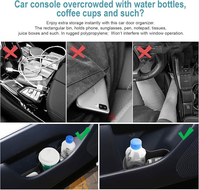 CDEFG 4Pcs for 2026 Hyundai Palisade Center Console Door Handle Pockets | for 2026 Hyundai Palisade Accessories, Trash Can Door Storage Holder, Anti Slip Mat Storage Box, TPE Material