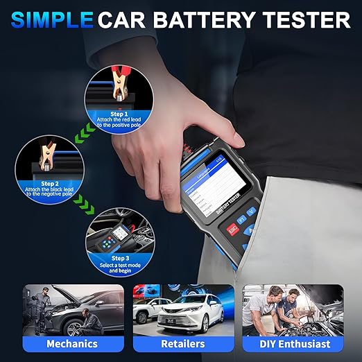 Battery Load Tester 12v Automotive, 20-2000 CCA Car Battery Tester and Alternator Tester for 24V Vehicles, BT300