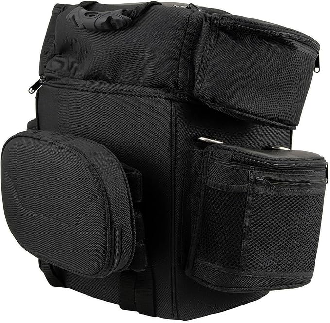 Milwaukee Leather MP8180 Medium Black '5 Pocket' Motorcycle Textile Double Barrel Sissy Bar Bag - Medium
