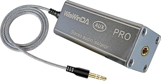 3.5mm Pro Ground Loop Noise Isolator Car Noise Filter Hum Eliminator (No Affect Bass) Aluminum Shell Noise Eliminator for HiFi Stereo Home Theater Car Audio Player Plug&Play (Silver-Gray)