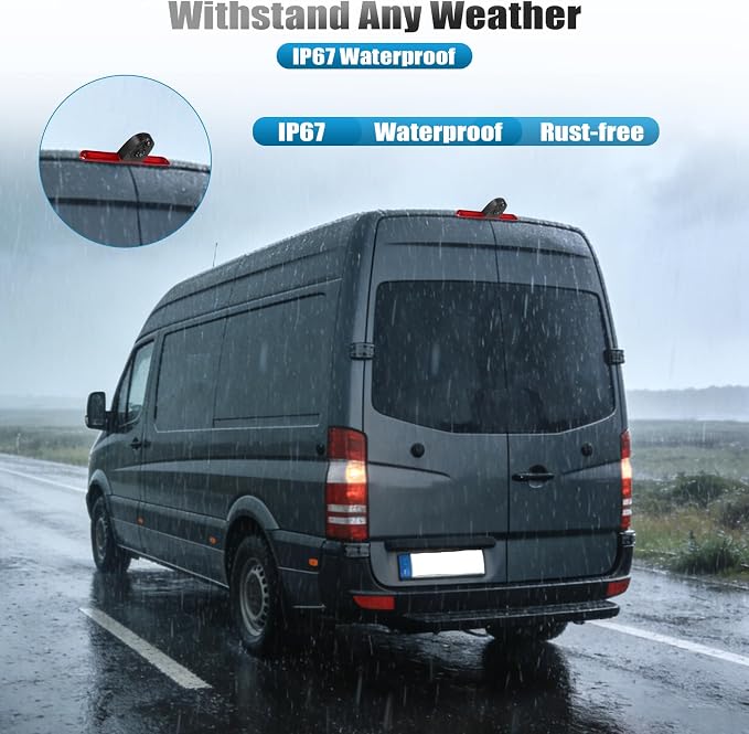 Brake Light Dual Backup Camera for Mercedes Sprinter 2007-2019|IP67 Waterproof Reversing Camera with 140°Wide Angle,Wired Stable Signal & OEM Fit|IR Night Vision,Rear View Reverse Parking Camera