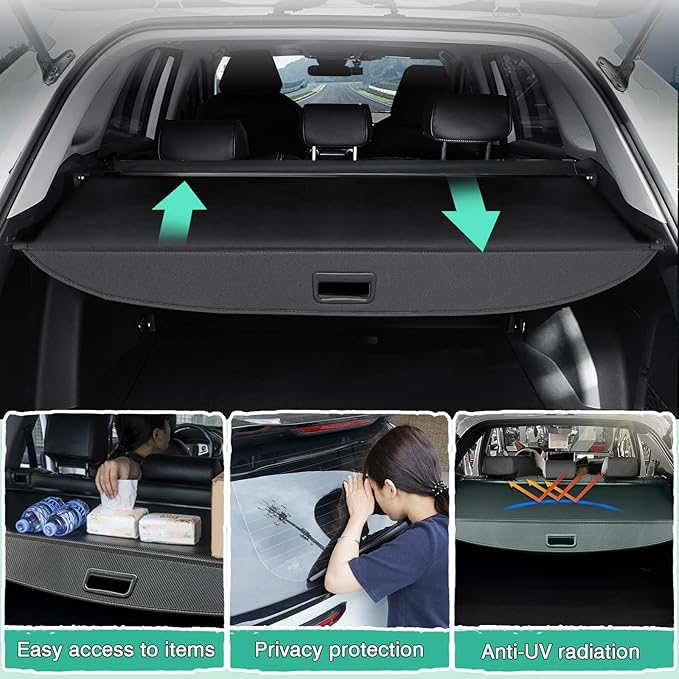 Powerty Cargo Cover for 2018-2024 VW Volkswagen Tiguan Accessories Trunk Cover Retractable Trunk Shielding Shade Cargo Luggage Cover No Gap(NOT for 2025 Volkswagen Tiguan)