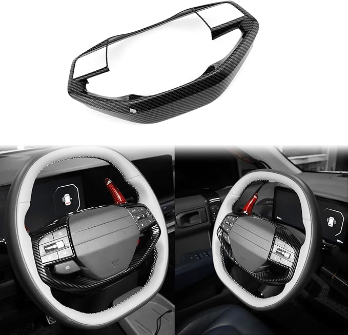 ABS Car Steering Wheel Frame Cover Steering Wheel Button Panel Frame Molding Trim Compatible with Kia K4 2025,Kia EV6 2025,Kia Sportage 2026,Kia EV3,Kia EV4 Accessories (Carbon Fiber Style)