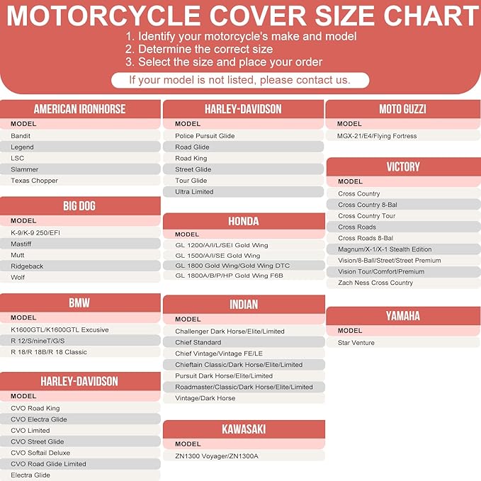AIBIELY 116" Motorcycle Cover Storage Waterproof Outdoor,Heavy Duty Tearproof Durable Anti-UV Polyester,Weatherproof Scooter Moped Bike Covers Accessories,Fit for Honda,Yamaha, Kawasaki,Harley