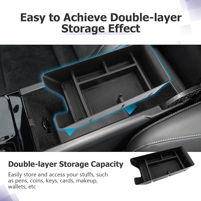 LUWU Center Console Organizer Compatible with 2025 2026 Toyota Camry Accessories Armrest Console Armrest Storage Box Glove Organizer Tray Secondary Insert ABS Material with Sunglasses Holder