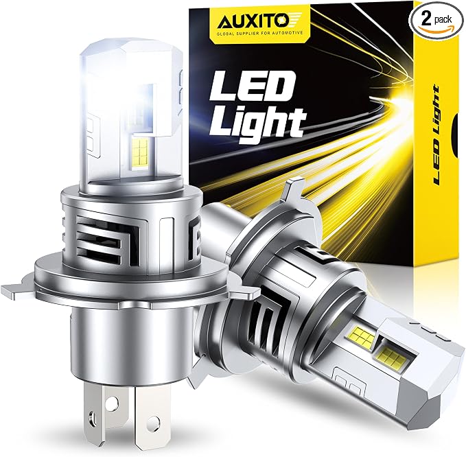 AUXITO H4 Light Bulbs, 1500% Super Brighterness 1:1 Mini Size with Cooling Fan, Truly Plug And Play, All-in-One, Pack of 2