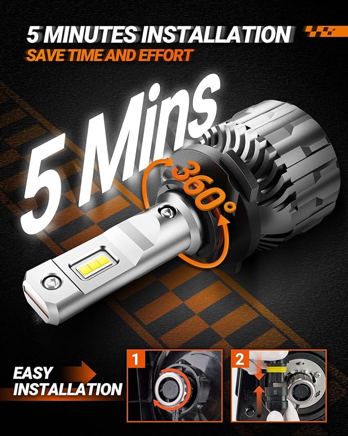 SEALIGHT 9006/HB4 Bulbs 46000LM Ultra-Bright, 60000+ Lifespan Fog Lights, 6500K Cool White 9006 Light Bulbs,Pack of 2