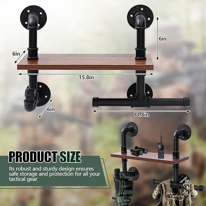Sliner Heavy Duty Tactical Gear Rack Wall Mount Police Vest Hanger Plate Carrier Stand Multifunctional Storage Rack Display Stand for Helmet, Belt, Football Suit for Motorcycle, Cycling