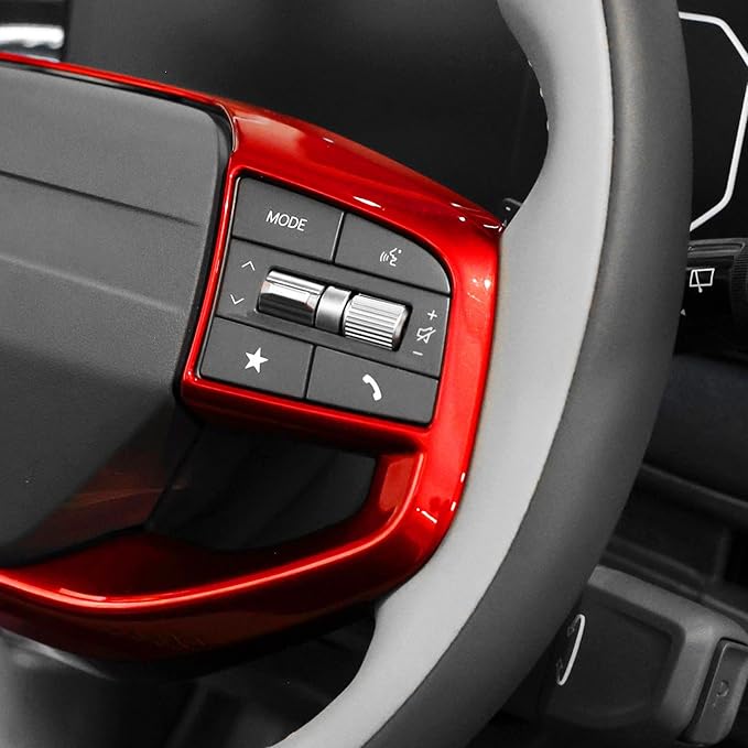 ABS Car Steering Wheel Frame Cover Steering Wheel Button Panel Frame Molding Trim Compatible with Kia K4 2025,Kia EV6 2025,Kia Sportage 2026,Kia EV3,Kia EV4 Accessories(Glossy Red Style)