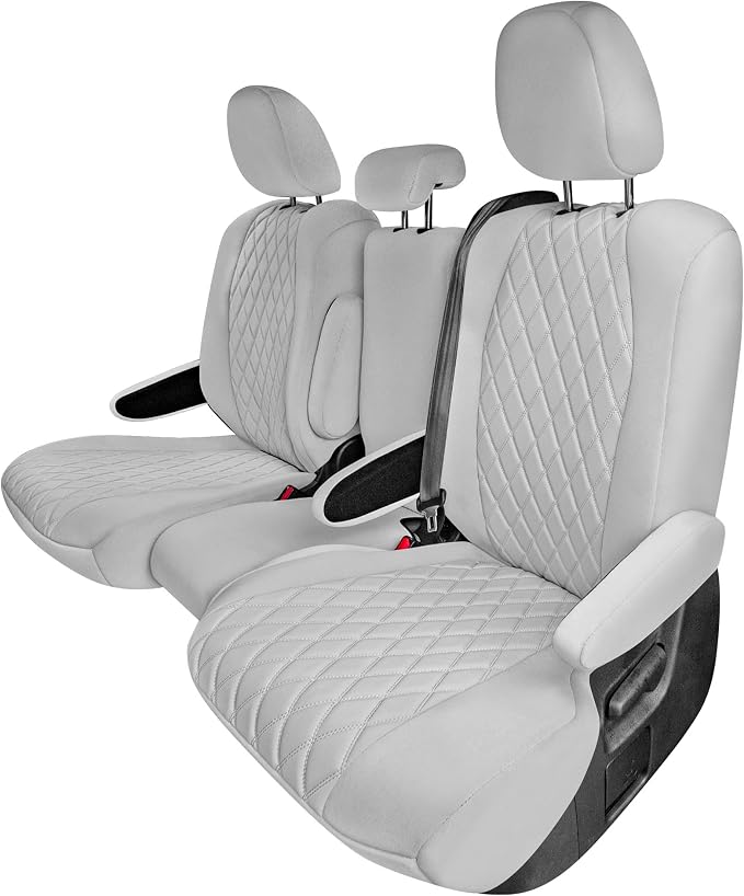 FH Group Custom Fit Car Seat Covers Specifically Made for Toyota Sienna 2021-2024, Solid Gray Ultraflex Neoprene 2nd Row Set Automotive Seat Covers, 8 Seater SUV Seat Covers, Toyota Accessories