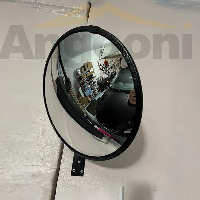 Angooni 15" HD Convex Traffic Mirror - Freely Adjustable Blind Spot Mirror, Heavy Acrylic Mirrors - Security Mirrors for Driveway, Garage Parking, Office