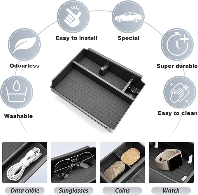 SKTU for 2026 Nissan Sentra Center Console Organizer for 2026+ Nissan Sentra (S/SV/SR/SL) Console Tray Nissan Sentra 2026 Accessories ABS Armrest Storage Box with Coin and Sunglasses Holder