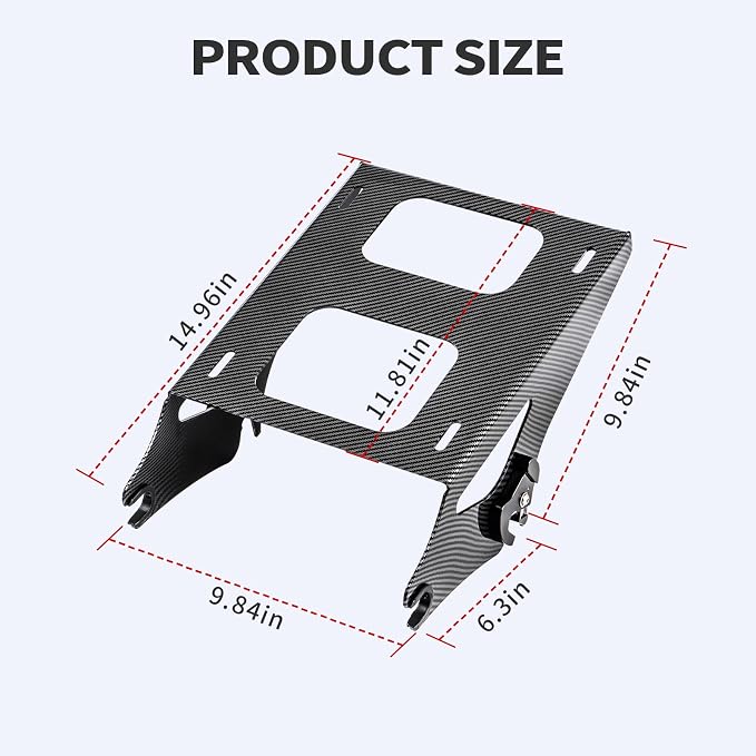 Black Carbon Fiber Pattern Detachable Tour Pack Mount Bracket Luggage Rack Whit 4 Point Docking Hardware Kit for Harley Touring Street Road Electra Glide Road King 2014-2026
