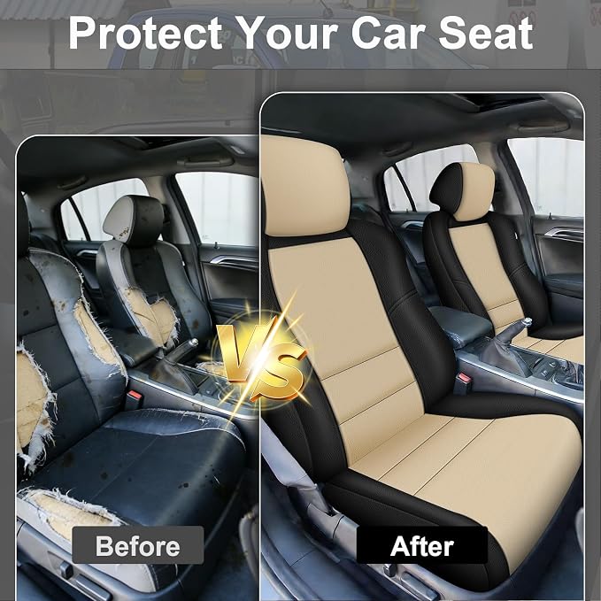 SAPUBK Custom-Fit Front Seat Covers Replace for 2004-2008 Acura TL, Driver and Passenger Premium Leather with Composite Soft Foam Lining Seat Cover