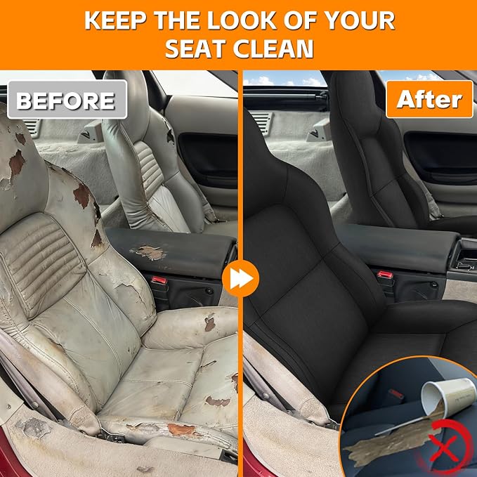 Front Seat Cover Compatible with 1994-1996 Chevy Corvette C4 Standard, Heavy Duty Cationic Linen Fabric Seat Protector