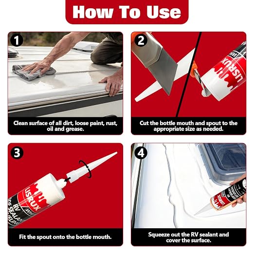 6 Pack RV Roof Sealant,Self Leveling Lap Sealant for RV Roofs,White RV Caulking Sealant Waterproof for Camper, Trailer & Motorhome