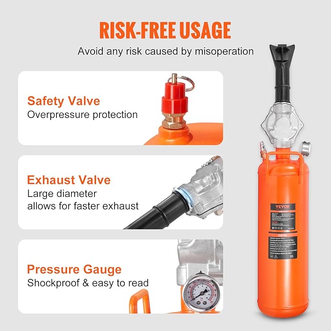 VEVOR Tire Seater, 2.1 Gal/8 L Air Tire Blaster, 120 PSI Handheld, Portable Tire Inflator Tool, 85-116 PSI Operating Pressure for Tractor Truck ATV Car and Automobile Repair
