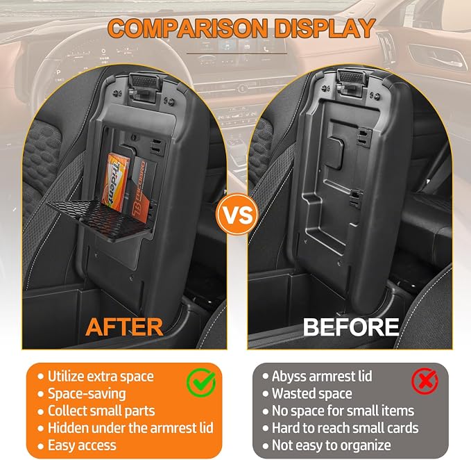 TACORBO Center Console Hidden Storage Box and Center & Lower Console Organizer Combo for Nissan Pathfinder 2022-2026 – Upper Armrest ABS & Lower TPE Storage Inserts